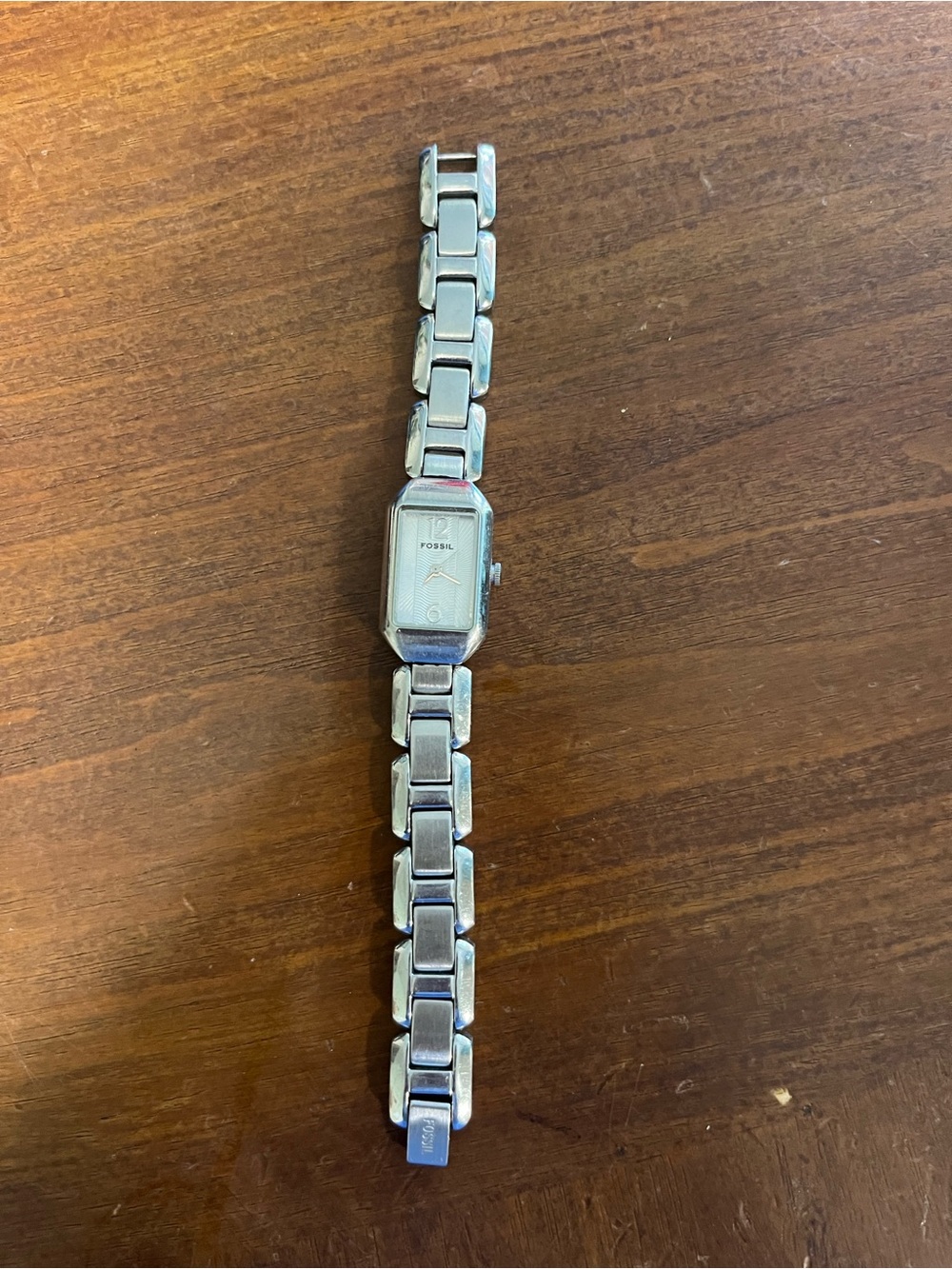 Fossil Silver-Tone Rectangular Link Bracelet Watch